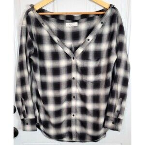 Bailey 44 Oversized Plaid Button Front Long Sleeve Top Size XS